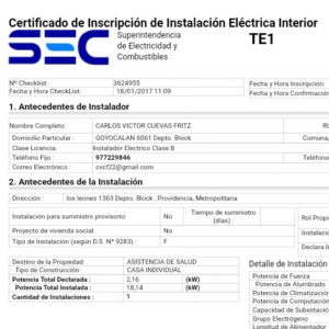 Instalacion electrica certificada en Paine - Certificación, Inscripción, y Empalmes para Instalaciones Eléctricas TE117
