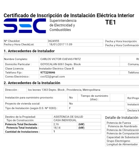Certificación TE1